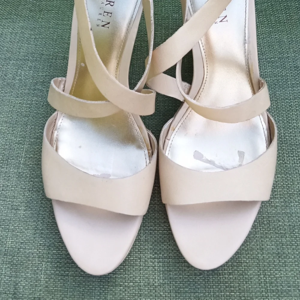Lauren Ralph Lauren Leather Strappy Wedge Sandal Size 8.5.
